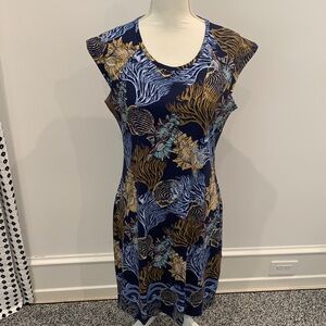 Jean Pierre Navy Sea Life Print Cap Sleeve Dress.  XL. Never worn